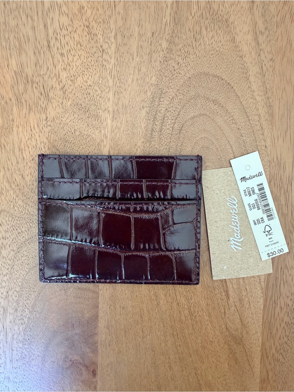 Madewell Leather Card Case in Croc NWT